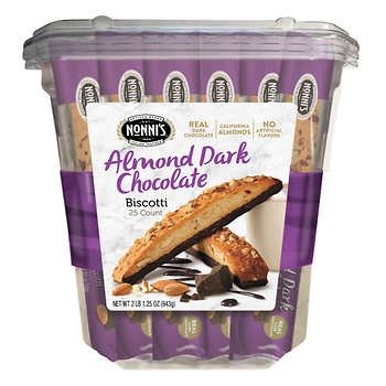 Biscotti, Almond Dark Chocolate, 1.25 oz, 25-count