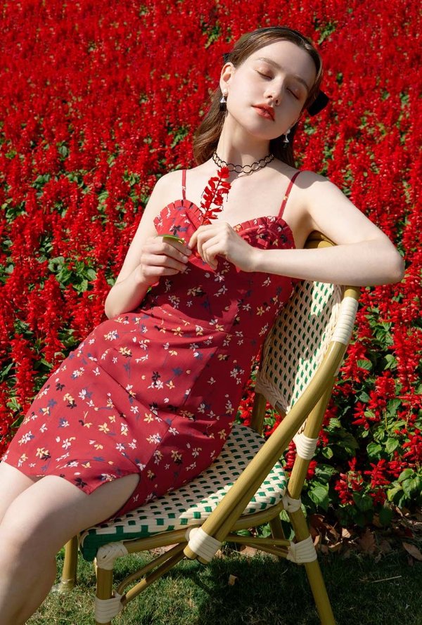 Noelle Dress - Red Floral