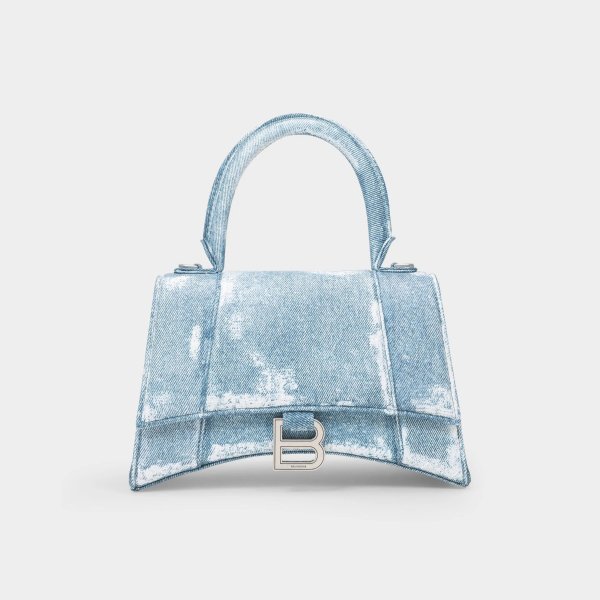 Hourglass S Bag in Blue Leather