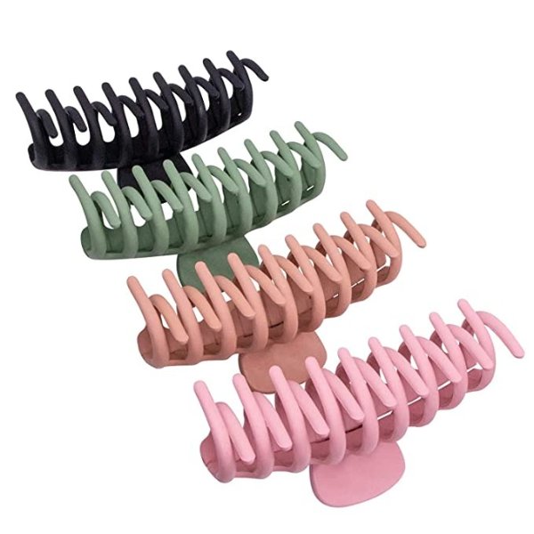JSY Hair Clips Big Hair Claw Clips Nonslip Large Claw Clip for Women and Girls Thin Hair, Strong Hold for Thick Hair, 4 Color Available 4.3 Inch (4 Packs)