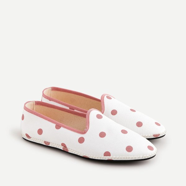 Canvas Venetian loafers in polka dot