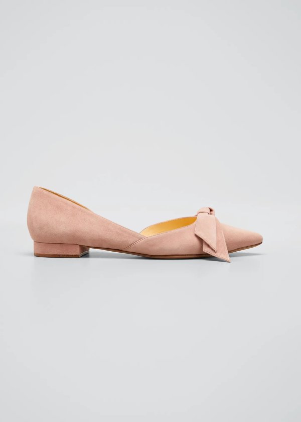Ingrid Knotted Suede Ballerina Flats