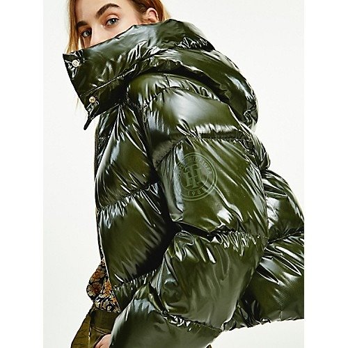 Glossy Recycled Down Hooded Puffer Jacket | Tommy Hilfiger