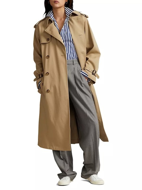 Twill Double-Breasted Trench Coat