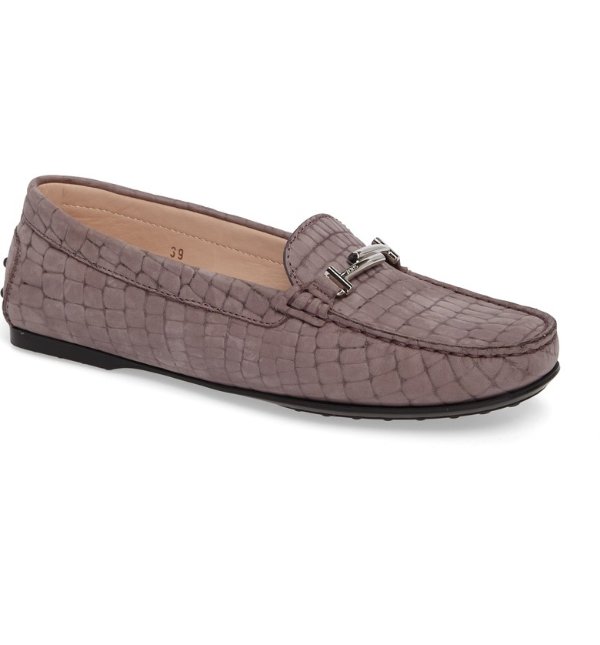 Tods Croc Embossed Double T Loafer