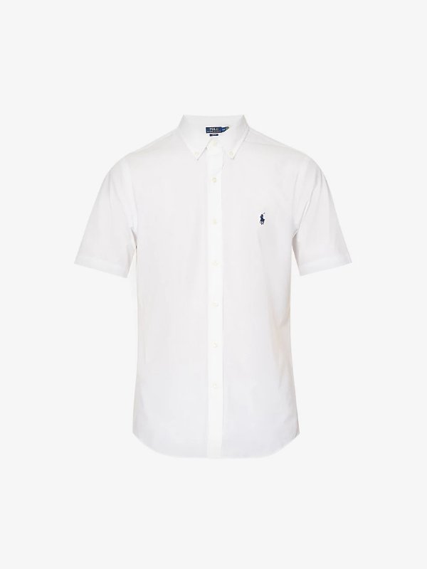 Logo-embroidered slim-fit stretch-cotton shirt