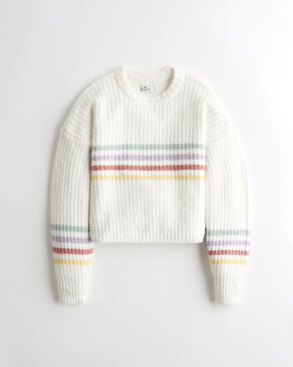 Stripe Textured Crewneck Sweater