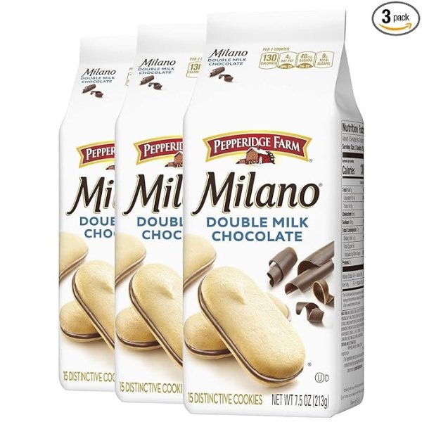 Double Milk Chocolate Milano Cookies 7.5 oz Bag