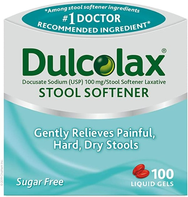 Gentle Relief Stool Softener Laxative, Docusate Sodium, 100mg Liquid Gel Tablets, Regular, 100 Count