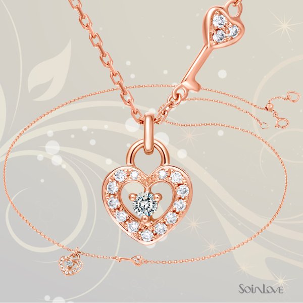  "So-in-Love Collection 18K Gold with Diamonds Heart Locket Necklace