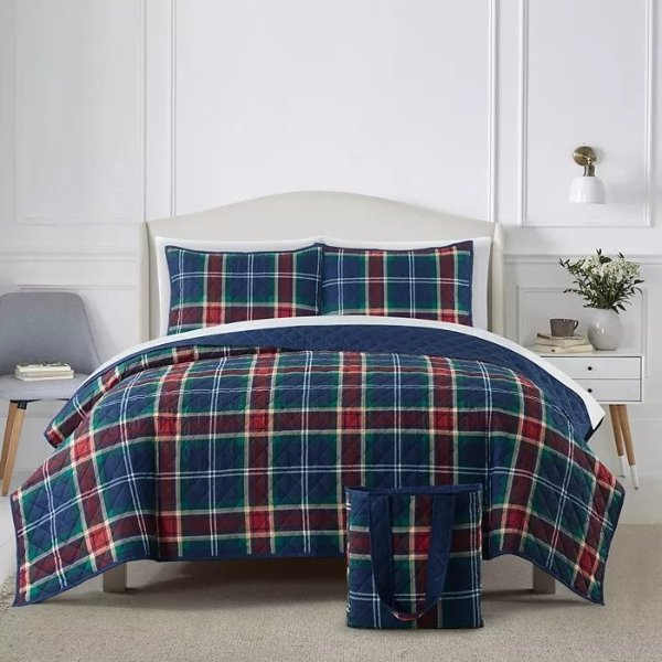 Maxwell Plaid Quilt Bag Set, King, Created For Macy's