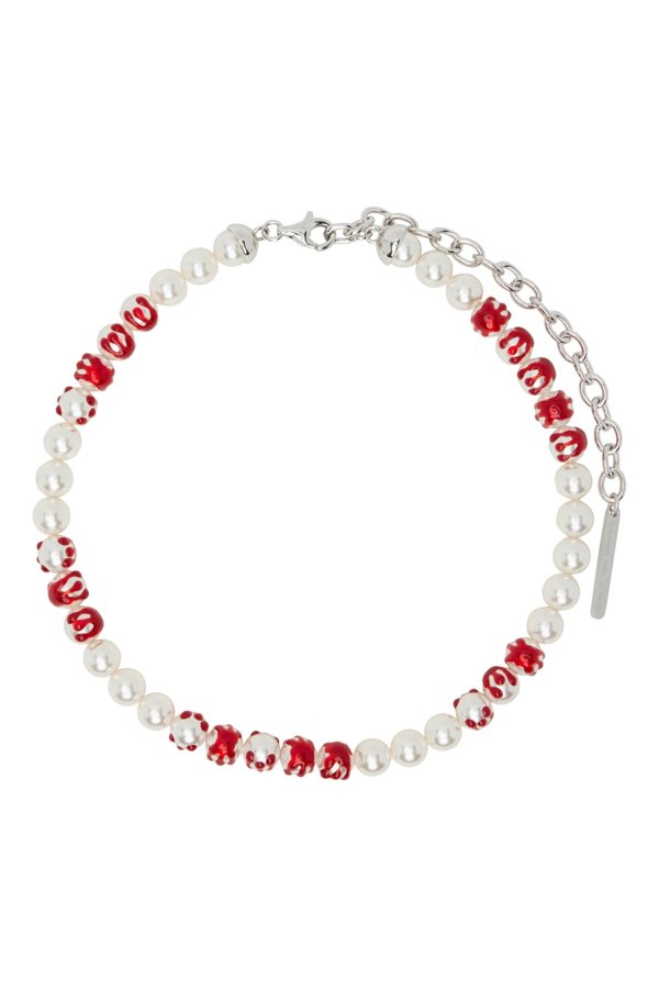SSENSE Exclusive White YVMIN Edition Pearl Blood Necklace