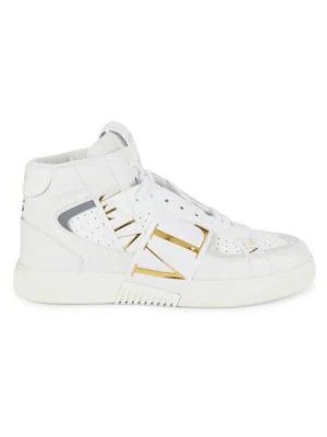High Top Logo Leather Court Sneakers