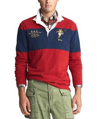 Men's Long Sleeve Rugby Bear Polo Shirt