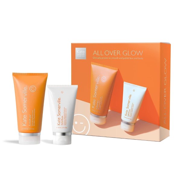 All Over Glow ExfoliKate Face & Body Kit - Exfoliate, Hydrate, Smooth & Polish - 2-Piece Skin Care Set