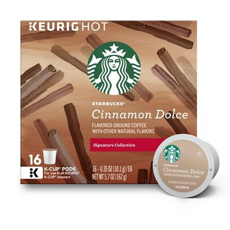 Starbucks Cinnamon Dolce Flavored Blonde Roast Single Cup Coffee for Keurig Brewers, 1 Box of 16 (16 Total K-Cup Pods)