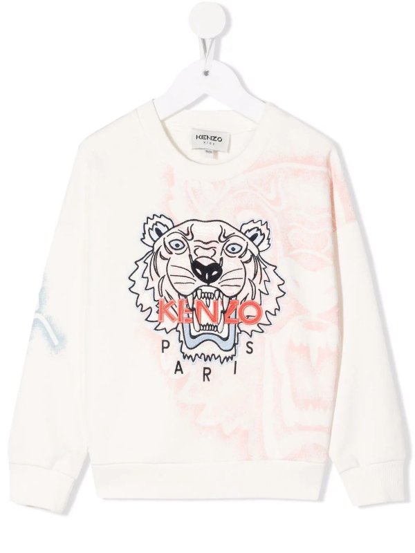Tiger-embroidered long-sleeve sweatshirt