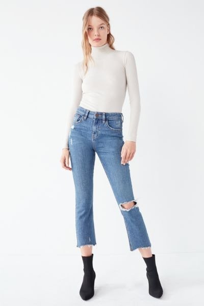 Kick Flare High-Rise Cropped Jean – Distressed