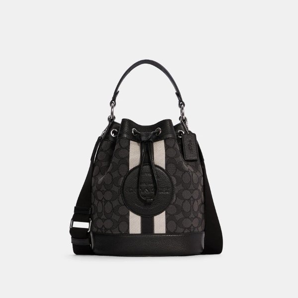 COACH Dempsey Drawstring Bucket Bag In Signature Jacquard With Stripe And Coach Patch