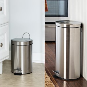 Honey Can Do 30L and 3L Stainless Steel Step Trash Can Combo
