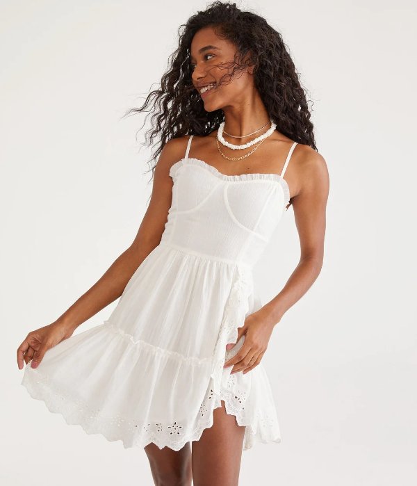 Solid Sweetheart Eyelet Fit & Flare Dress
