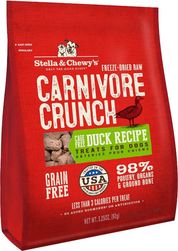 Carnivore Crunch Cage-Free Duck Recipe Freeze-Dried Raw Dog Treats, 3.25-oz bag - Chewy.com