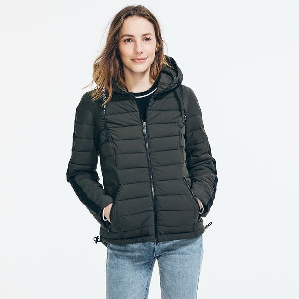 WATER-RESISTANT PACKABLE STRETCH HOODED COAT