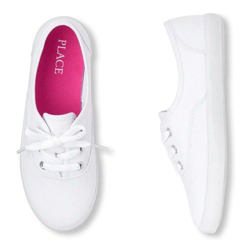 Girls Uniform Lace Up Canvas Sneakers