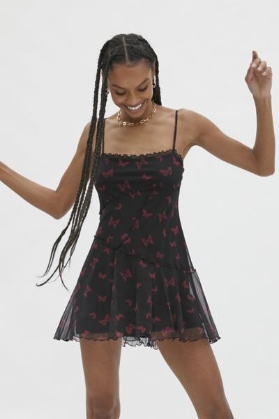 UO Moxie Mesh Mini Slip Dress