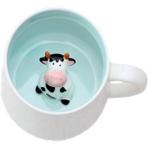 ZaH Coffee Mug Cartoon Animal Ceramic Cup Christmas Birthday Gift for Kids Boys Girls Cow