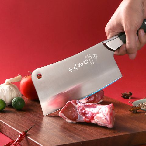 Ending Soon: SHI BA ZI ZUO Heavy Duty Stainless Steel Bone Cleaver Knife  for Home Chopping