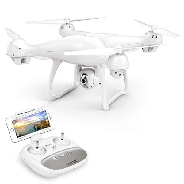 T35 GPS Drone, RC Quadcopter with 1080P Camera FPV Live Video,Dual GPS Return Home,Follow Me, Altitude Hold, 2500mAh Battery Long Control Range, White