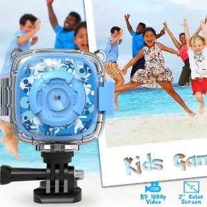 AKAMATE Kids Action Camera Waterproof Video Digital Children Cam 1080P HD Sports Camera
