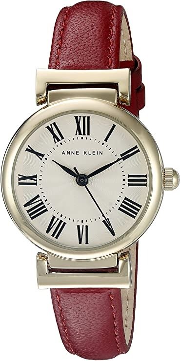 Klein Women's AK/2246CRRD Gold-Tone and Red Leather Strap Watch