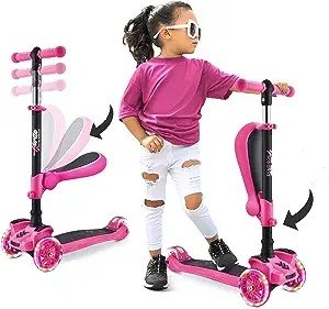 Scooter for Kids - Stand & Cruise Child/Toddlers Toy Folding Kick Scooters w/Adjustable Height, Anti-Slip Deck, Flashing Wheel Lights, for Boys/Girls 2-12 Year Old - Hurtle