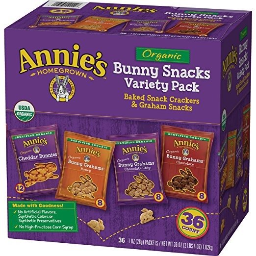 Annie's Organic Variety Pack, Cheddar Bunnies and Bunny Graham Crackers Snack Packs, 36 Pouches, 1 oz Each