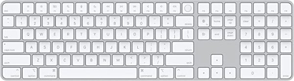 Magic Keyboard with Touch ID and Numeric Keypad for Mac Computers Silicon (Wireless, Rechargable) - US English - White Keys