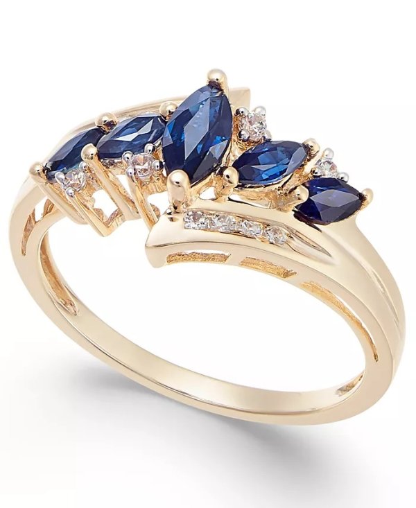 Sapphire (3/4 ct. t.w.) & Diamond (1/10 ct. t.w.) in 14k Gold (Also in Tanzanite, Ruby and Emerald)