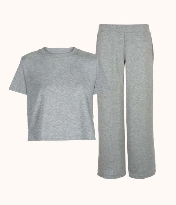The All-Day Classic Tee & Pant Bundle: Heather Grey