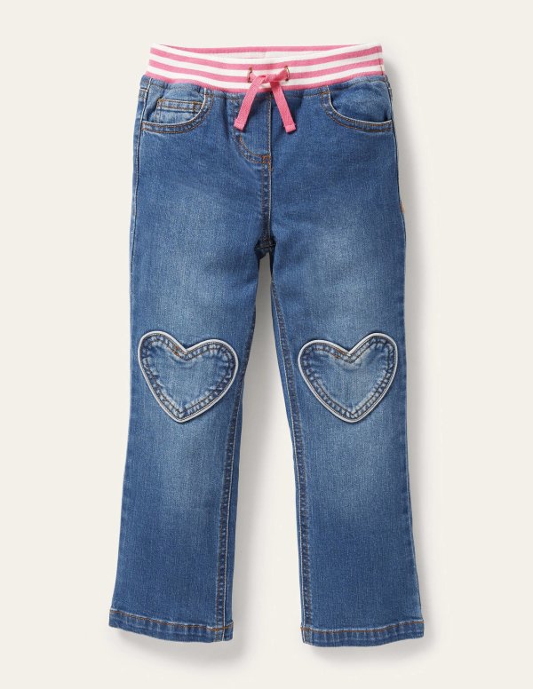 Heart Patch Jeans - Mid Vintage Denim | Boden US