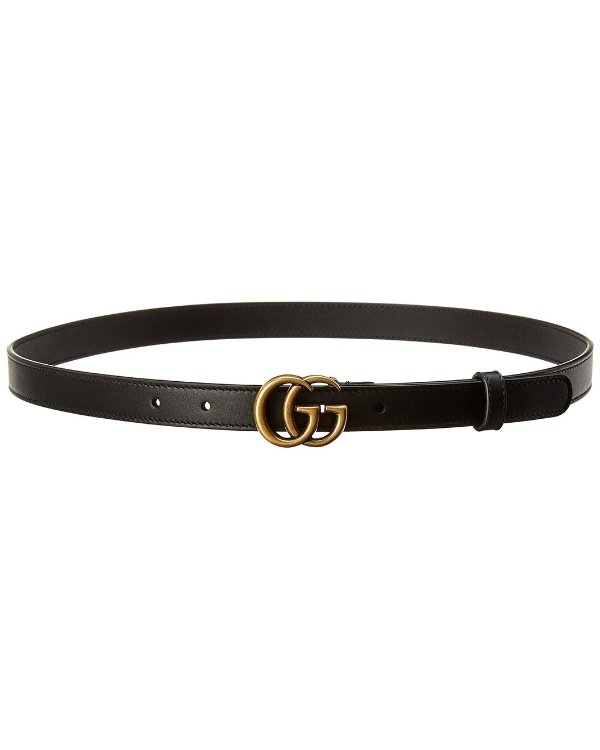 Double G Thin Leather Belt / Gilt