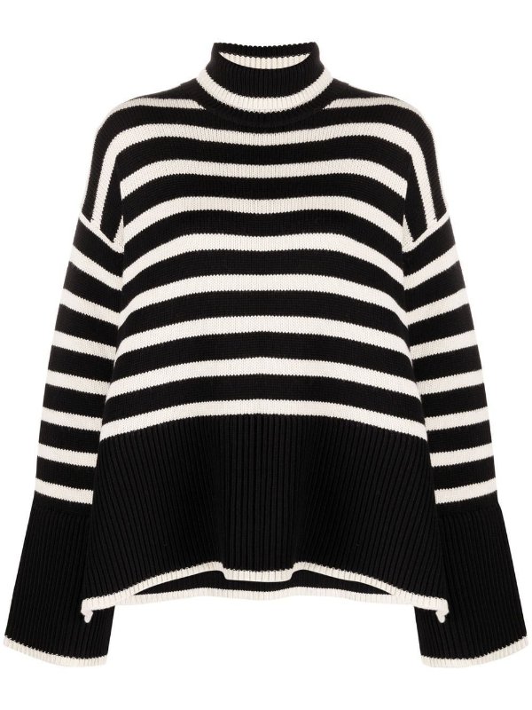 Striped wool turtle-neck sweater