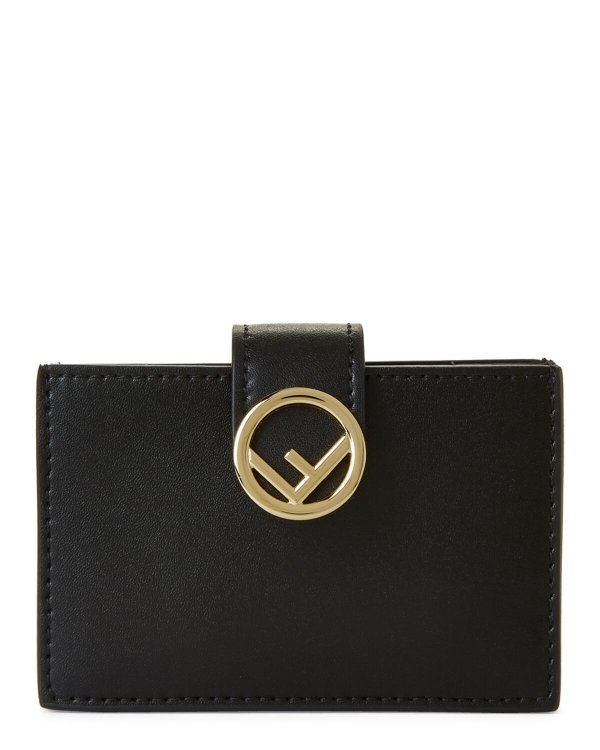 Black F Is Fendi Leather Snap Card Case