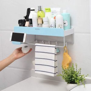iHEBE Adhesive Bathroom Shelf Storage Organizer