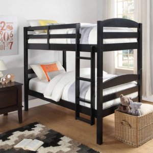 Better Homes and Gardens Leighton Twin Over Twin Wood Bunk Bed with 2 BONUS Mattresses
