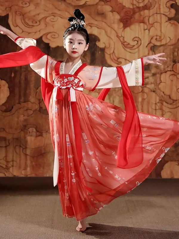 Chinese Style Children's Clothing Children's Hanfu Spring And Autumn Dresses Little Girls' Ancient Style Tang Suits Girls' Ancient Costumes And Skirts Chinese School Uniforms | Don't Miss These Great Deals | Temu