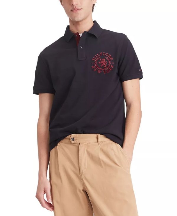 Men's Regular-Fit Heritage Logo Embroidered Pique Polo Shirt