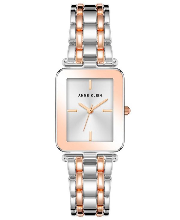 Women's Silver-Tone and Rose Gold-Tone Alloy Square Bracelet Watch, 22X27mm