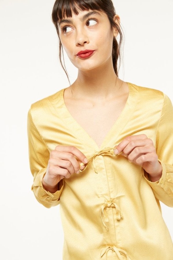 Satin Top With Tie Detail