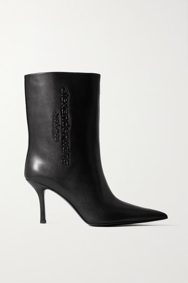 Delphine logo-embossed silicone-trimmed leather ankle boots